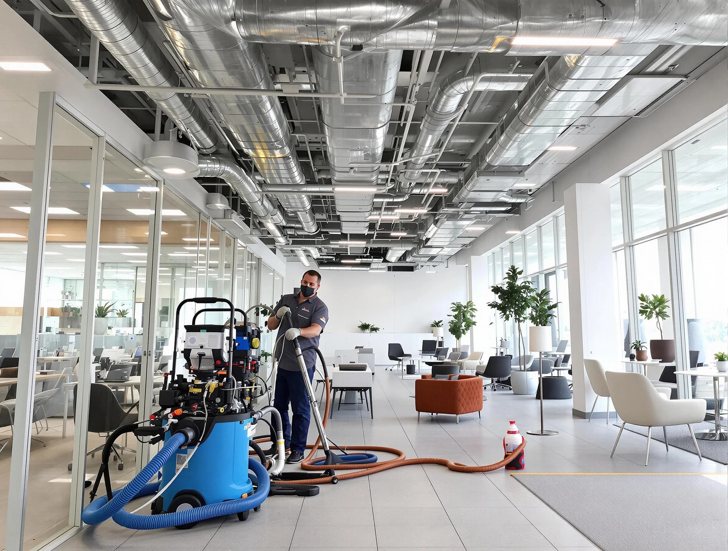 Sun City West Air Duct Cleaning team conducting comprehensive commercial duct cleaning at a business location in Sun City West