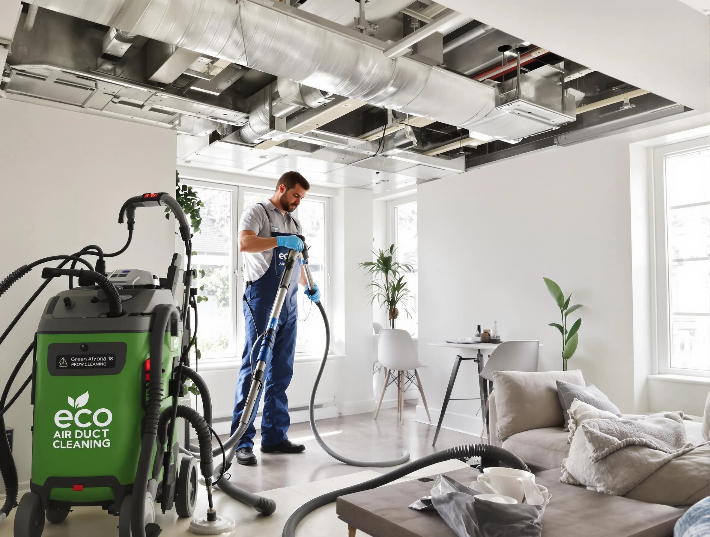 Sun City West Air Duct Cleaning technician performing eco-friendly duct cleaning using sustainable methods in Sun City West