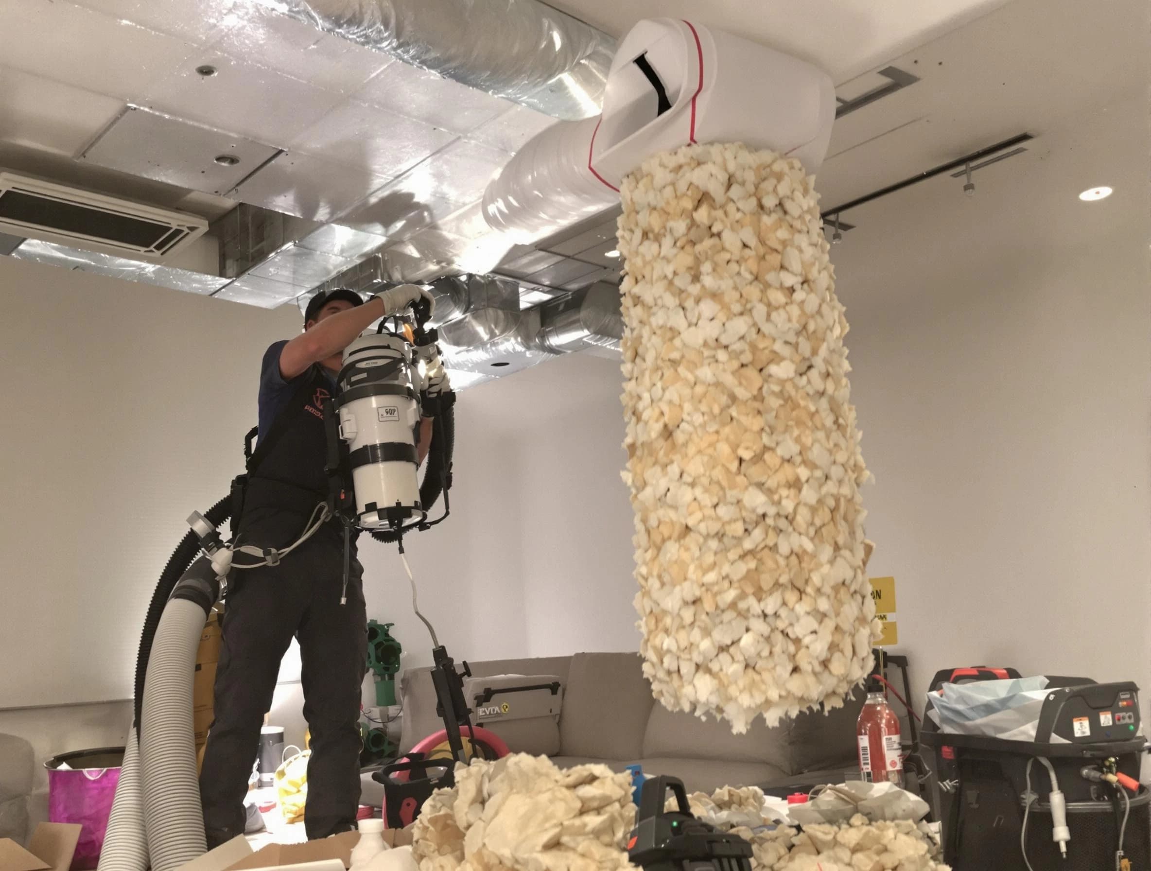 Sun City West Air Duct Cleaning technician performing precision vacuum insulation removal in a residential property in Sun City West