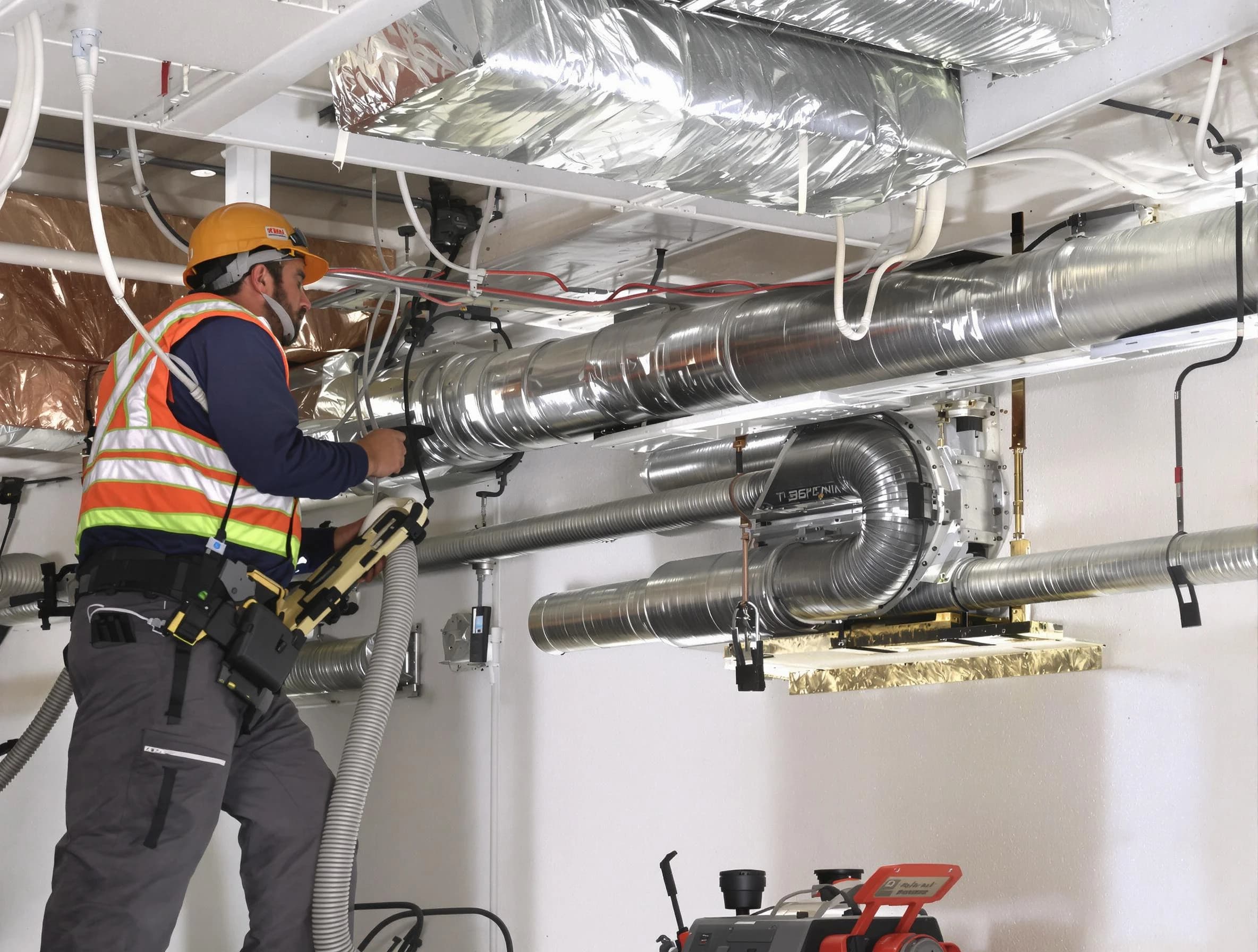 Sun City West Air Duct Cleaning technician performing precision vacuum insulation removal in a residential property in Sun City West